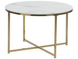 Marble Effect Coffee Table White with Gold QUINCY