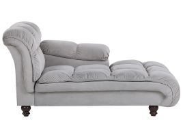 Left Hand Velvet Chaise Lounge Grey LORMONT