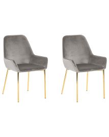 Set of 2 Velvet Dining Chairs Grey LOVERNA