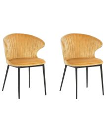 Set of 2 Velvet Dining Chairs Yellow AUGUSTA