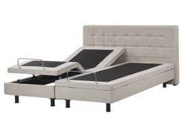 Fabric EU King Size Adjustable Bed Beige DUKE