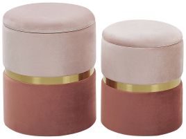 Set of 2 Storage Pouffes Pink WICHITA