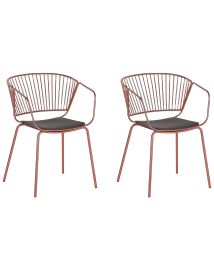Set of 2 Metal Dining Chairs Copper RIGBY