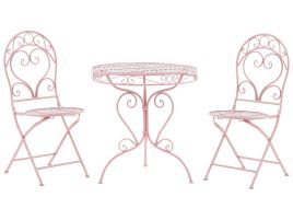 Metal Garden Bistro Set Pink ALBINIA