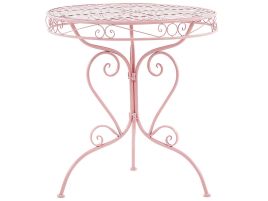 Metal Garden Bistro Table Ã¸ 70 cm Pink ALBINIA