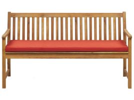 Acacia Wood Garden Bench 160 cm with Red Cushion VIVARA