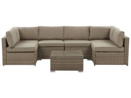 6 Seater PE Rattan Garden Lounge Set Brown BELVEDERE