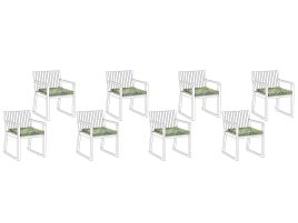 Set of 8 Outdoor Seat Pad Cushions Leaf Pattern Green SASSARI