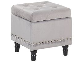 Velvet Footstool with Storage Light Grey LORETTO