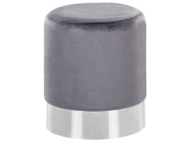 Velvet Pouffe Grey BRIGITTE