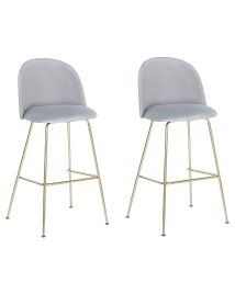 Set of 2 Velvet Bar Chairs Grey ARCOLA