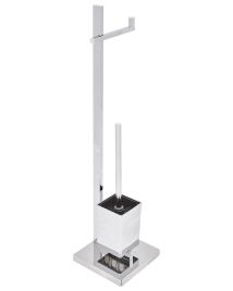 Freestanding Toilet Paper and Brush Holder Silver ULAPES