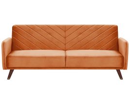 Velvet Fabric Sofa Bed Orange SENJA