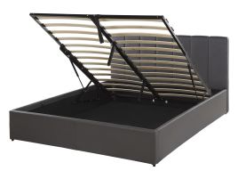 Faux Leather EU Double Size Ottoman Bed Grey DREUX
