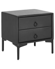 Bedside Table - BRAINTREE 2 Drawer Nightstand Black 44cm