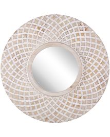 Round Wall Mirror 60cm Light Wood