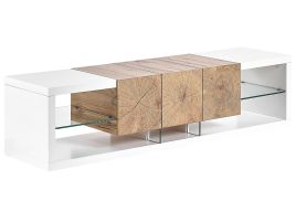 TV Stand White and Light Wood FULERTON