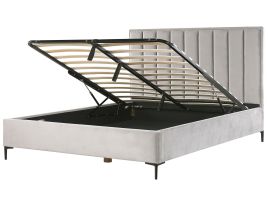 Velvet EU Super King Size Ottoman Bed Grey SEZANNE