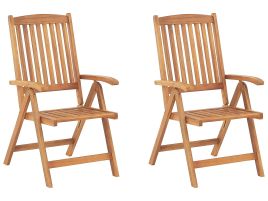 Set of 2 Acacia Wood Garden Folding Chairs JAVA