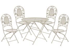 4 Seater Metal Garden Dining Set Off-White BIVIO