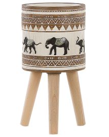 Plant Pot Stand 22 x 22 x 43 cm Beige and Brown KOTTES