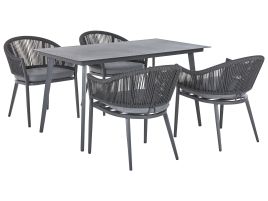 4 Seater Metal Garden Dining Set Grey MILETO