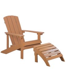 Garden Chair with Footstool Light Wood ADIRONDACK