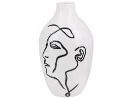 Stoneware Flower Vase 23 White Black