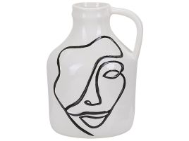 Stoneware Flower Vase 19 White Black