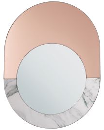 Oval Wall Mirror 65x50cm Marble Effect