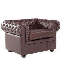 Leather Armchair Brown CHESTERFIELD