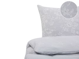 Cotton Sateen Duvet Cover Set Flower Pattern 155 x 220 cm Grey MORNINGSIDE