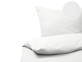 Cotton Sateen Duvet Cover Set Striped Pattern 155 x 220 cm White AVONDALE