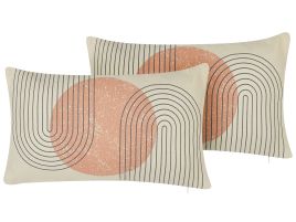 Set of 2 Cushions Geometric Pattern 30x50cm Multicolour