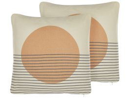 Set of 2 Cushions Geometric Pattern 45x45cm Multicolour