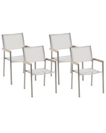 Set of 4 Garden Chairs White GROSSETO