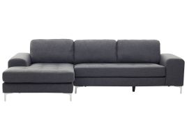 Right Hand Fabric Corner Sofa Dark Grey KIRUNA