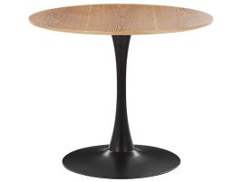 Round Dining Table ⌀ 90 cm Light Wood with Black BOCA
