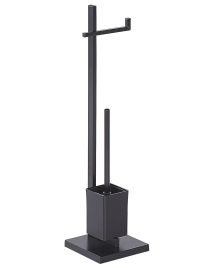 Freestanding Toilet Paper and Brush Holder Black ULAPES