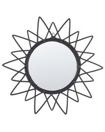 Rattan Sunburst Wall Mirror 61cm Black