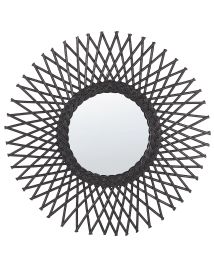 Rattan Sunburst Wall Mirror 60cm Black