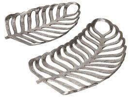 Trinket Dish Set Monstera Leaf Silver