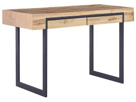 2 Drawer Home Office Desk 120 x 55 cm Light Wood with Black VIDA