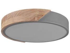 Metal LED Ceiling Lamp Grey with Light Wood PATTANI