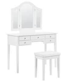 5 Drawers Dressing Table with Mirror and Stool White LUMIERE