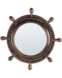 Round Wall Mirror 46cm Dark Brown