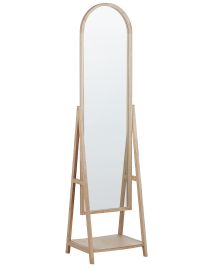Standing Mirror with Shelf Light Wood