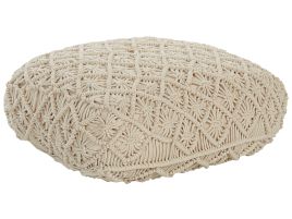Cotton Macrame Floor Cushion 50 x 50 x 20 cm Beige BERRECHID