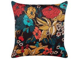 Velvet Cushion Floral Pattern 45x45cm Multicolour
