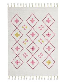 Cotton Kids Area Rug 160x230cm White and Pink